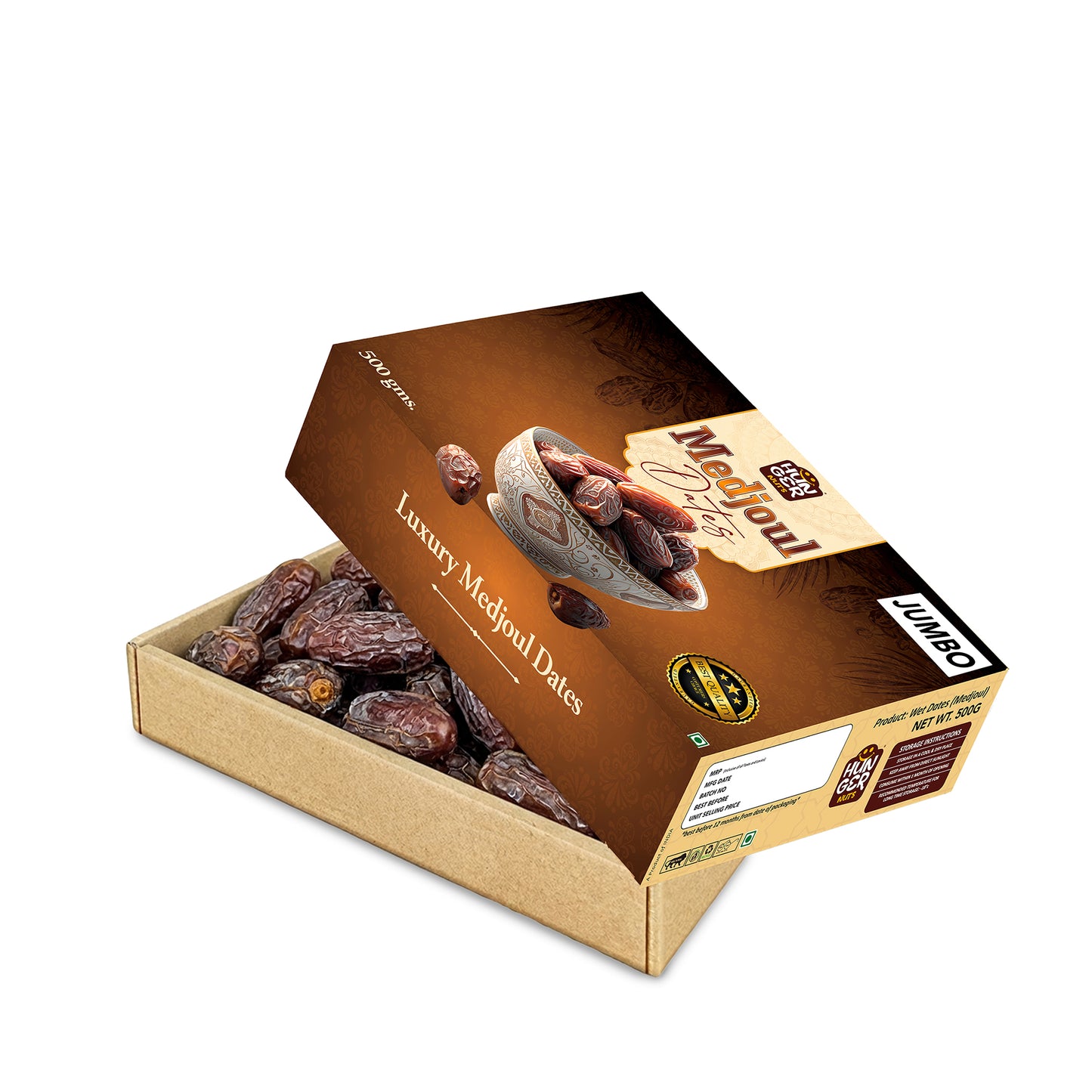 Hunger Jumbo Medjool Dates | Premium Extra Large Khajoor | 500g & 1kg