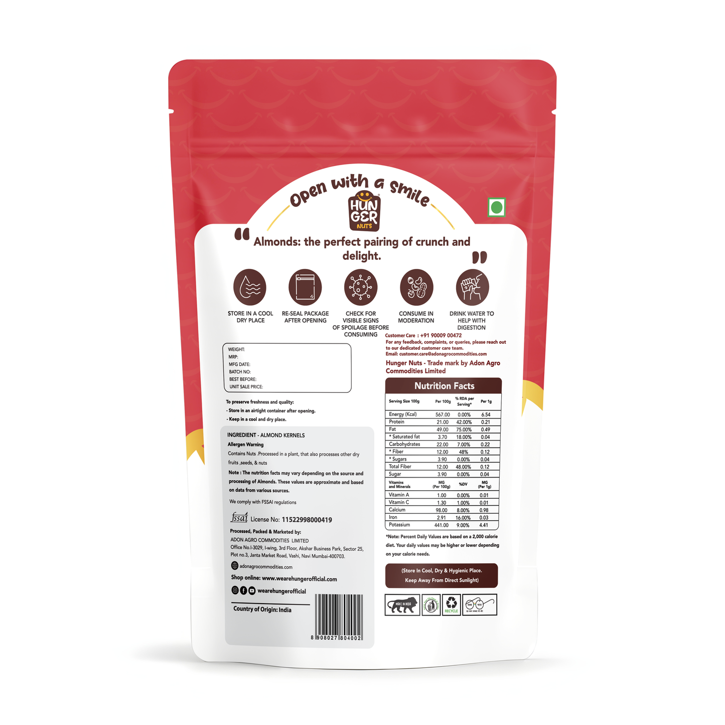 Hunger Classic Almonds | Premium Quality | Raw Badam Online | 100% Natural