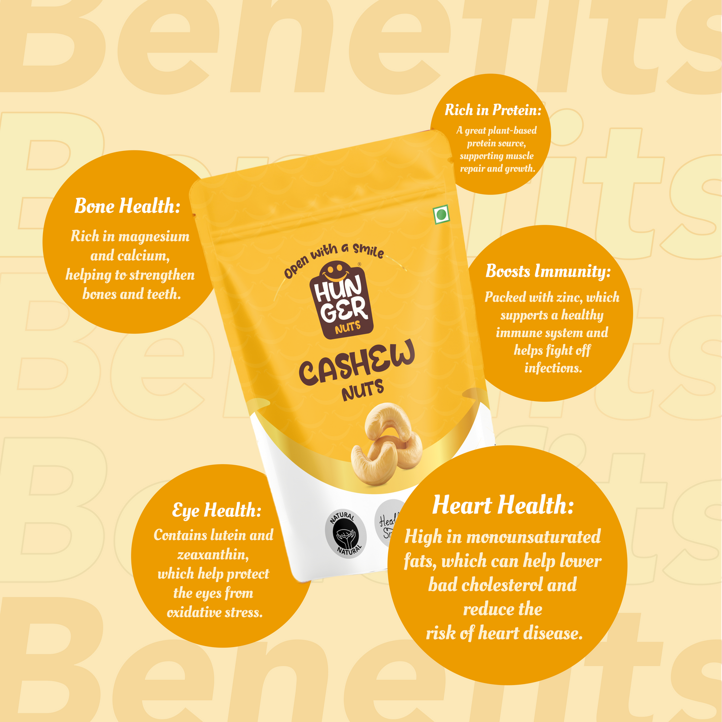 Hunger Classic Cashews | Premium Whole Cashew Nuts | Kaju | Organic