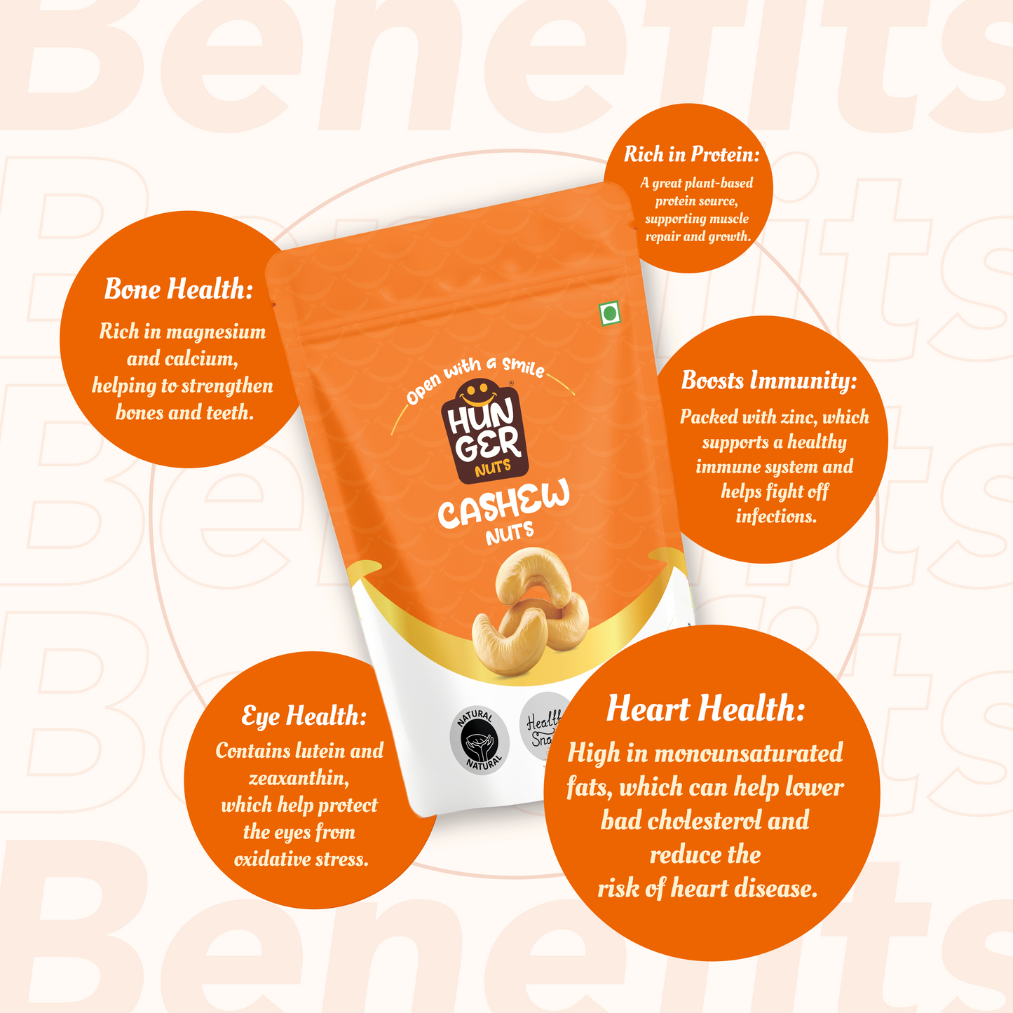 Hunger Classic Cashews | Premium Whole Cashew Nuts | Kaju | Organic