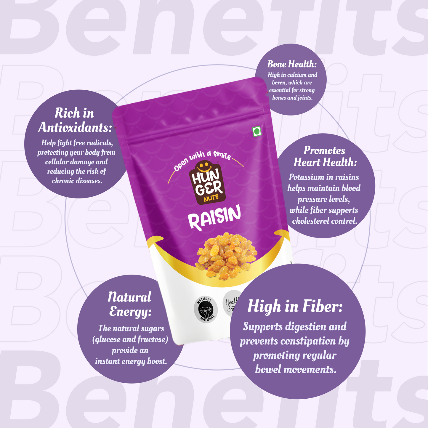 Hunger Classic Raisins | Premium Golden Kishmish Online | Seedless | Natural Sugar